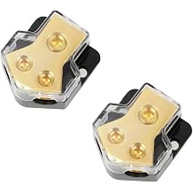 2 PCS 2 Way Power Distribution Block, 0/2/4 AWG Gauge Input 4/8/10 Specification Output Ground Distribution Block, Car Audio Amp Splitter, Fit for Car Truck Boat Marine