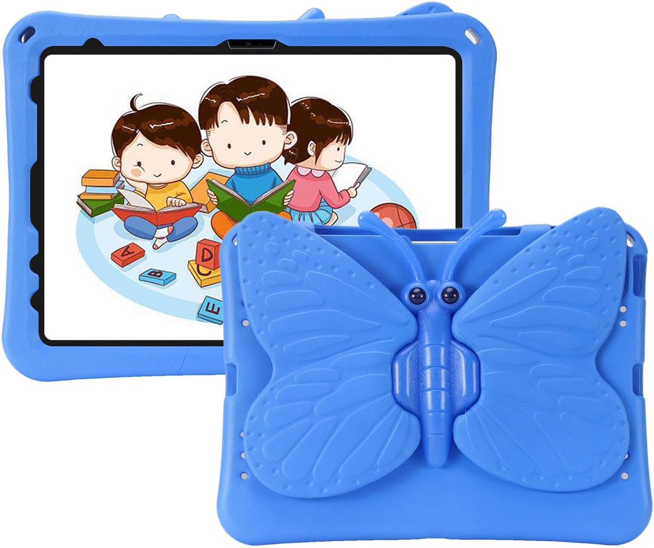 Upgraded Butterfly Case for iPad (A16) 11th Generation 11 Inch (2025), iPad 10th Generation 10.9 Inch (2022), 3D Cartoon Soft EVA Foam 360 Rotating Stand Cover for Kids Girls - Purple