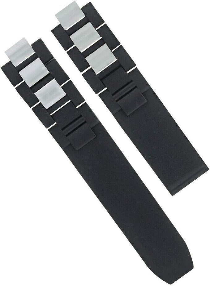 Rubber+Steel Watch Band Compatible with 
