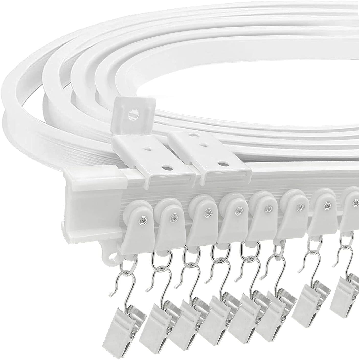 Flexible Bendable Ceiling Curtain Track, Curved Ceiling Track for Curtains 16FT Curtain Track Wall Mount Sliding Curtain Rail Track System for RV, Bay Window, Room Divider