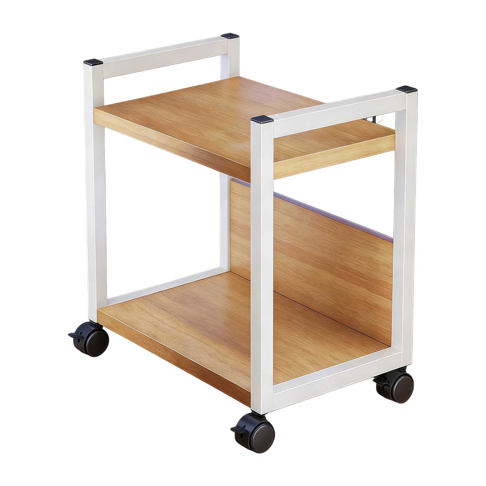 Tsophreniq Multifunction Rolling CPU Stand with Wood Shelves Ergonomic Tower Stand Furniture Storage for Stable Rolling Computer Cart