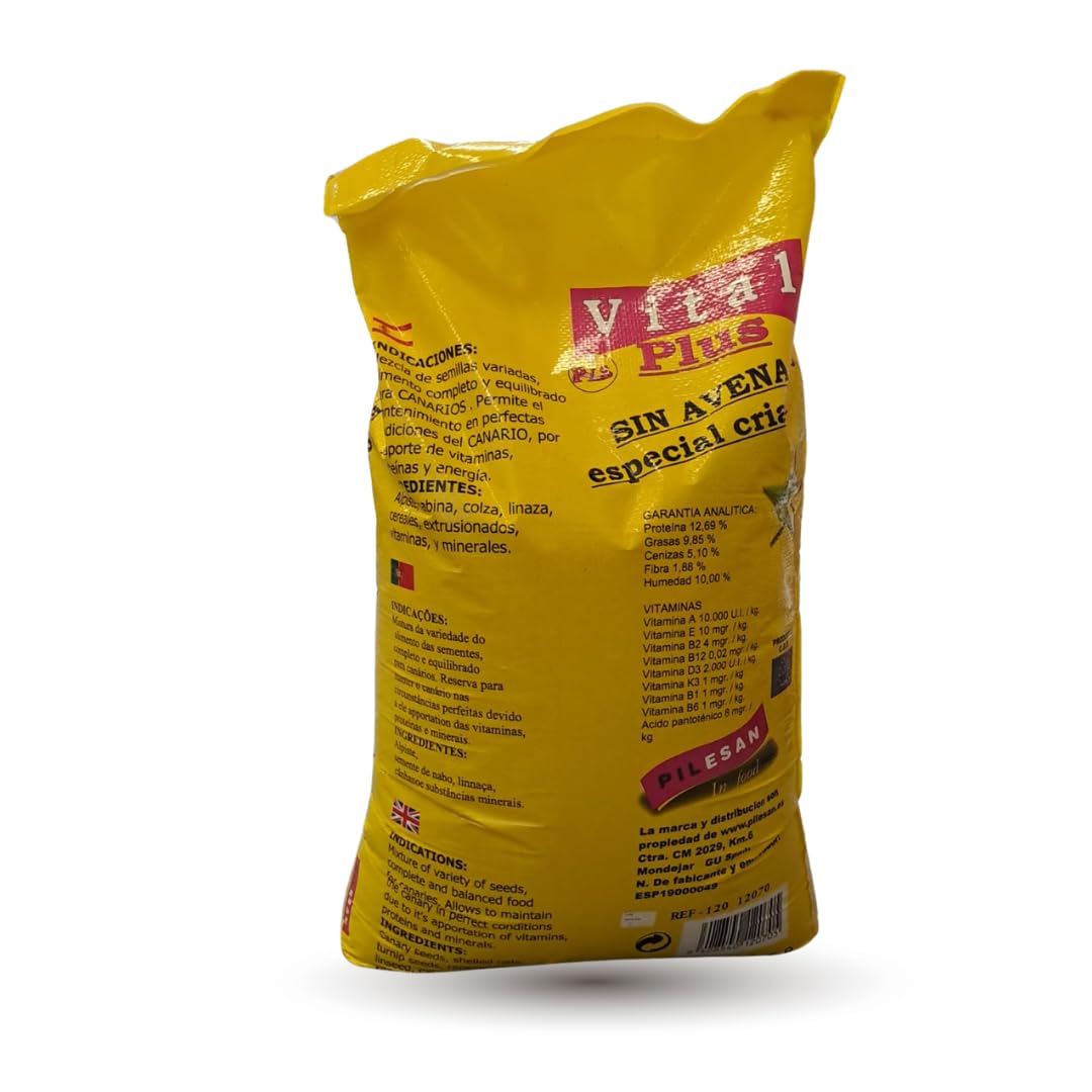 Piumer Vital Plus Mezcla de Semillas sin Avena para Canarios y Jilgueros, 25 kg
