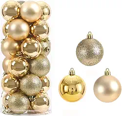 Kit 12 Bolas Lisas Foscas Glitter Dourado 8 CM Enfeites De Natal Para Árvore Natalina