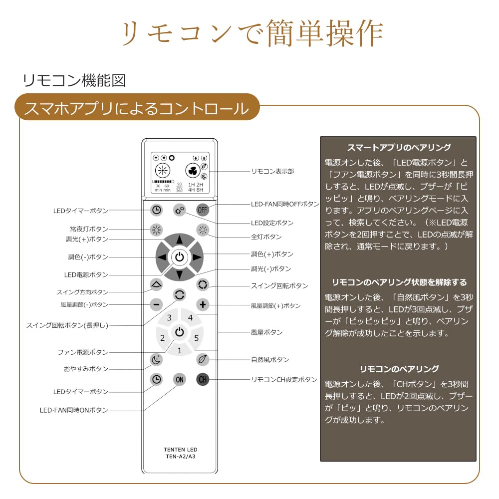 Amazon.co.jp : LEDシーリングファンライト 8畳 12畳 サーキュレーター