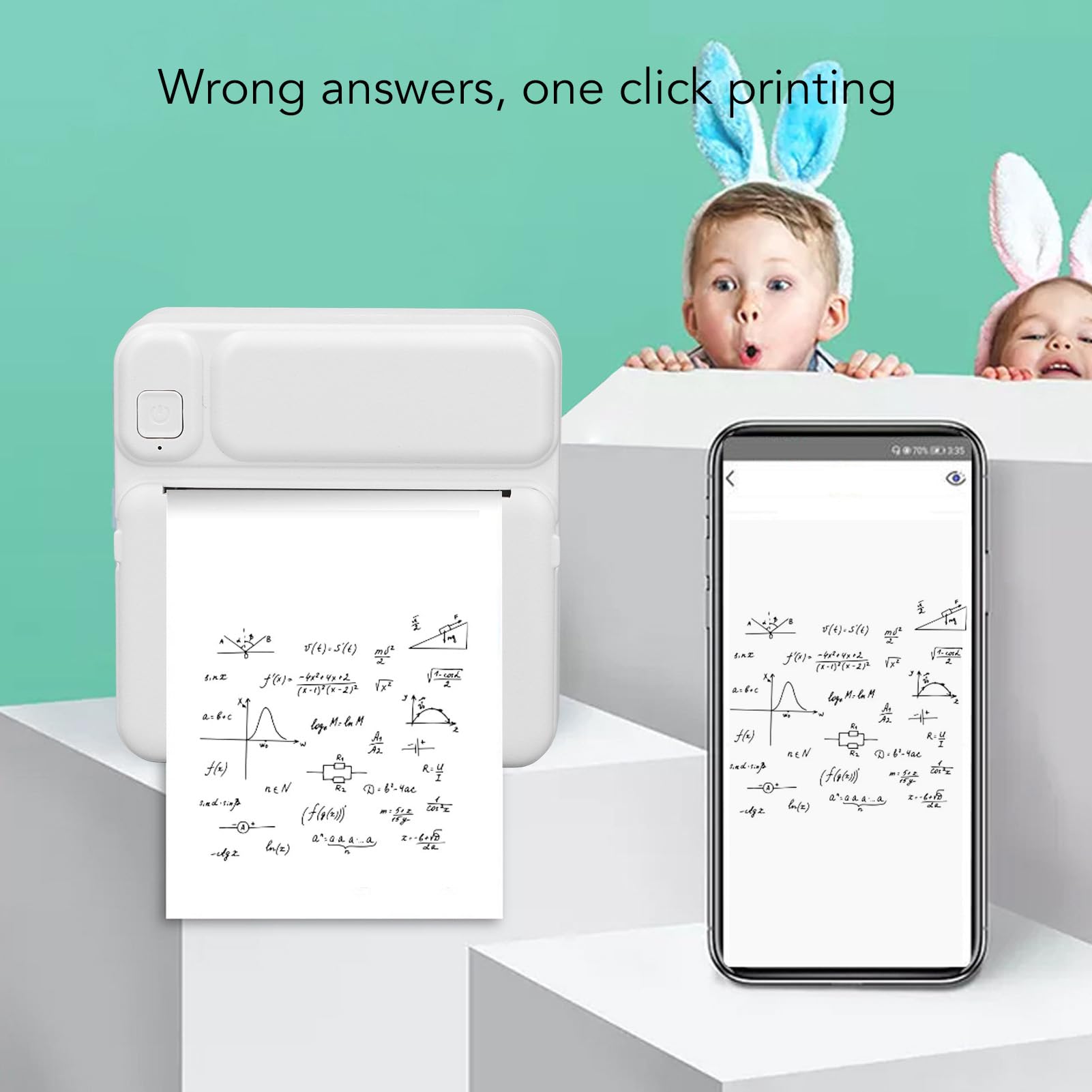 TOPINCN Mini Thermal Printer High Resolution Portable Pocket Printer with Long Lasting Battery for Travellers and Students (White)