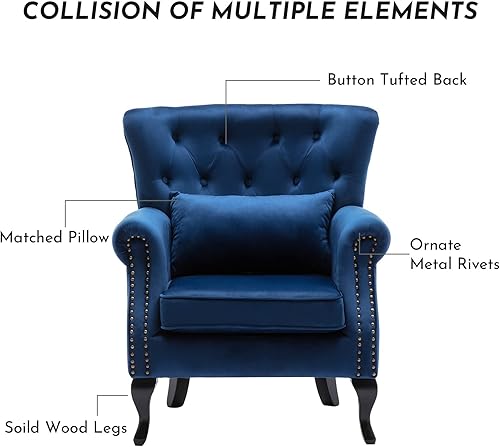 Miniatura 14 de Sillas de lectura Accent Midcentury - Sofá esquinero moderno y cómodo con respaldo copetudo para sala de estar, dormitorio, sala de recepción,