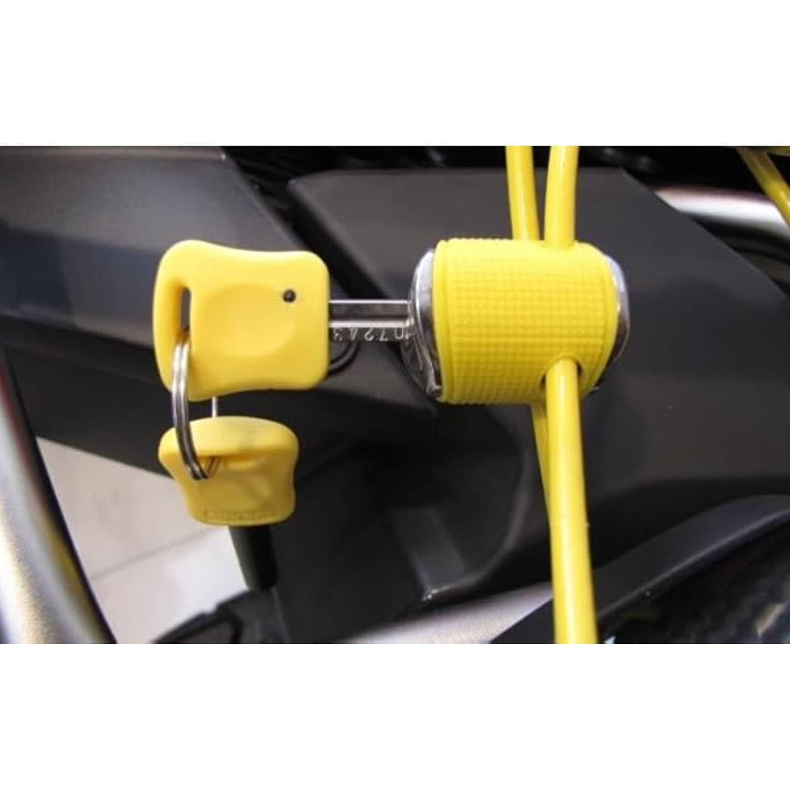 AUVRAY Antivol Casque Moto Jaune - Câble Antivol 90 cm x 4 mm - Cadenas à Clé pour Scooter et Moto sans Top-Case - Protection Sécurisée Robuste