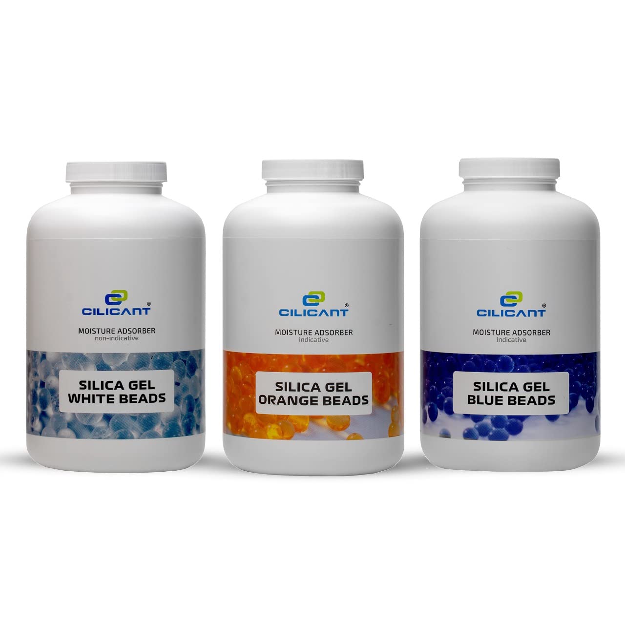 CILICAnT Silica Gel Beads Rechargeable Desiccants (950ml * 3) Pack of
