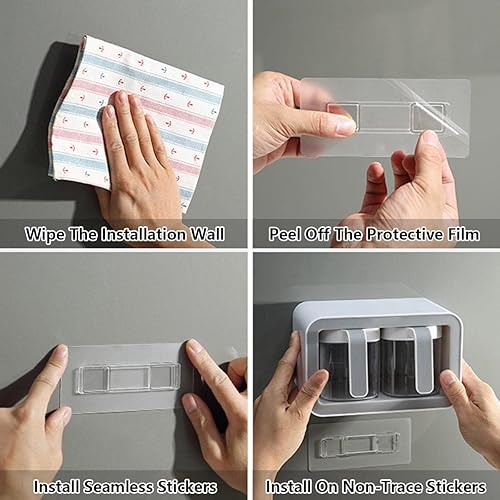 Miniatura 6 de Contenedores de condimentos montados en la pared, caja de condimentos autoadhesiva, frascos de condimentos con cuchara, organizador de