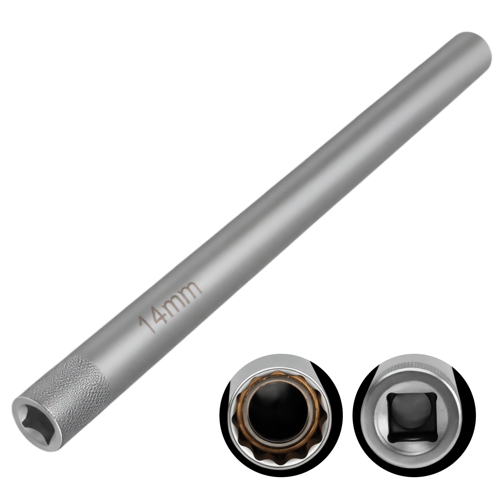 bussola candele 14 mm 3/8“ 12 facce lunga 250 mm, bussola lunga 14 mm 12 facce 3/8” auto, acciaio al cromo-vanadio (14mm)