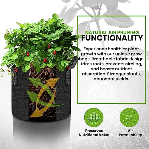 Utopia Home 5 Pack 5 Gallon Grow Bags, 300G Thickened Nonwoven Plant Fabric Pots For Outdoor thumb #4