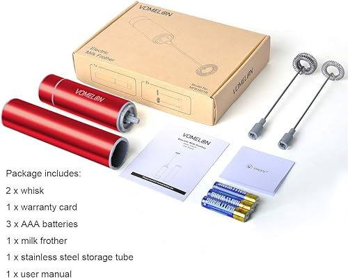 Miniatura 5 de Espumador de leche de mano, funciona con pilas, mezclador de bebidas con 2 batidores eléctricos de acero inoxidable para café, latte, capuchino,