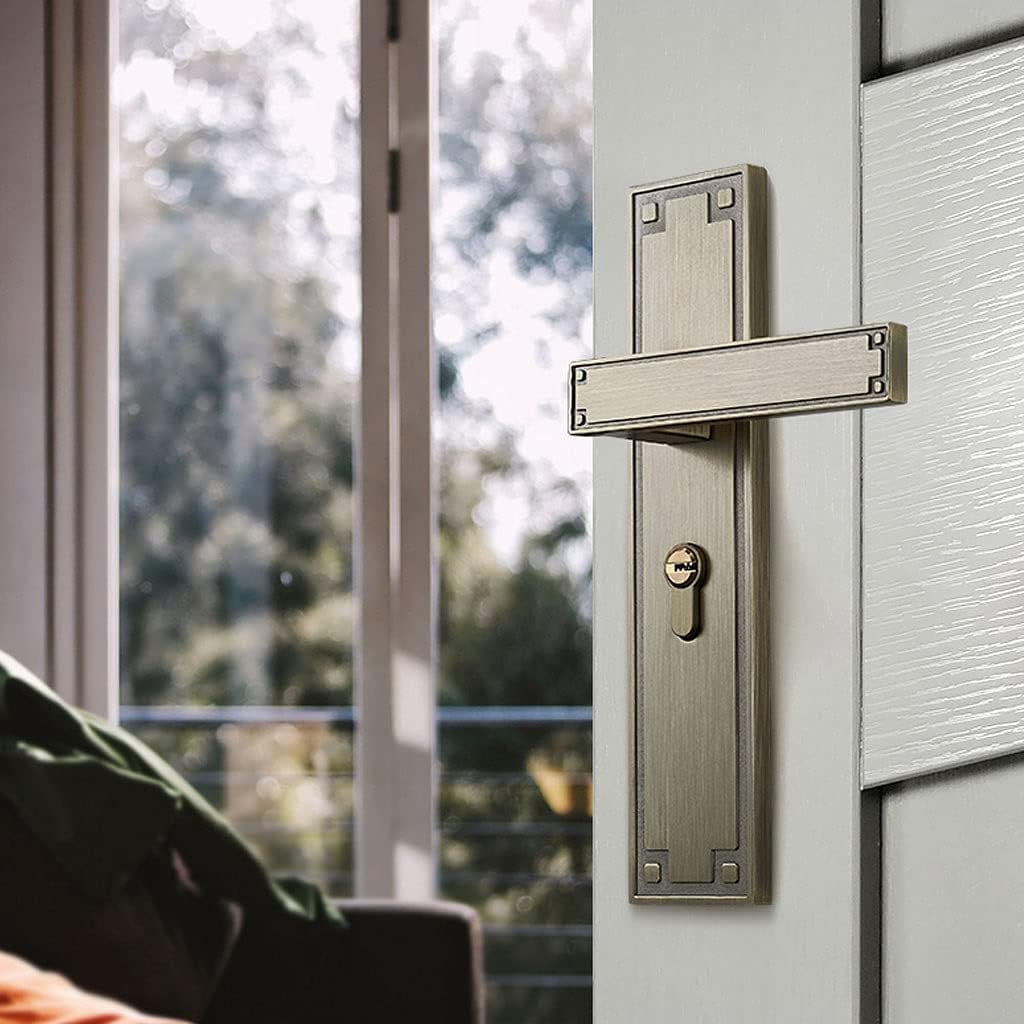 Door Knob Lever Single Lock 50 Mute Solid Wood Door Levers Door Lock Door Handle/with Key for All Kinds of Wooden Doors Door Lock with Handle (Color : Coffee Bronze Color Without Key)