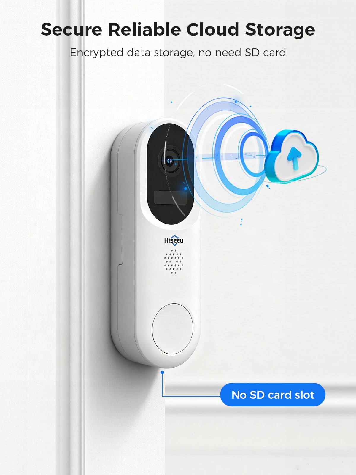 Hiseeu Campanello Video Wireless 2K–Avviso Istantaneo, Audio Bidirezionale, Rilevamento Movimento PIR, Visione Notturna Colori, Batteria Ricaricabile,WiFi 2.4G/5GHz,Richiede il kit