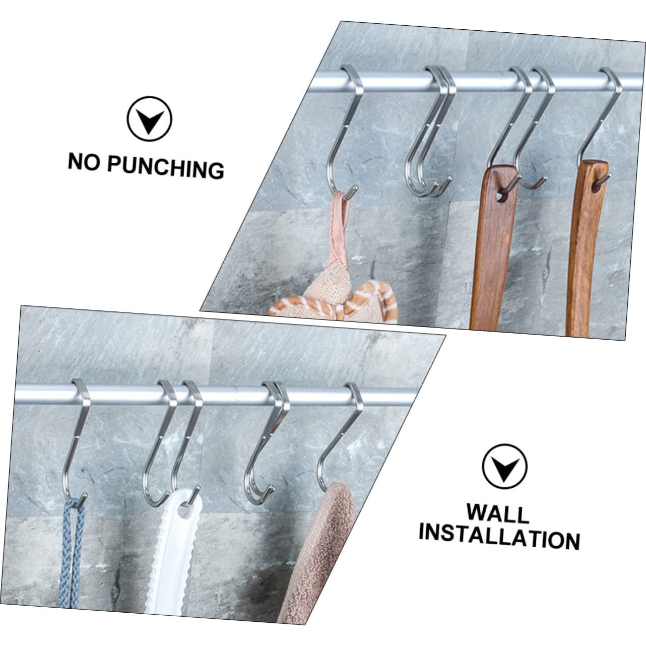 NUOBESTY 2 Set Gancio A Doppia S Appendiabiti Sopra La Porta Appendiabiti A Forma Di S Gancio Per Asciugamani Gancio Da Cucina Acciaio Inossidabile Silver 5 Pezzi * 2