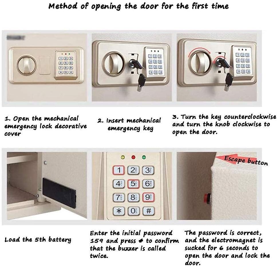 Key Electronic Steel Structure Office Household Small, Multicolored -37X27X25.8Cm-Insurance Security Box, Gold Safe
