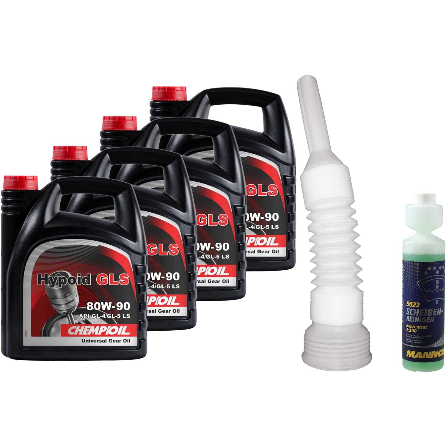 Set 16 Liter 85437071 CT4504 5022 CH8802-4 MANNOL Scheibenreiniger Konzentrant 1:100 250ml Auslaufschlauch 4L Handschaltgetriebeöl CH Hypoid GLS 80W-90