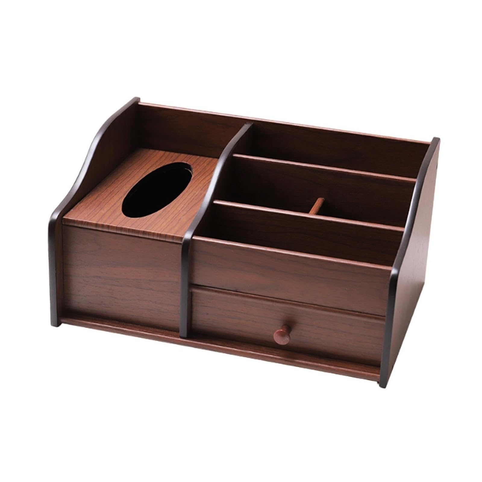 Support boîte à mouchoirs en bois et rangement de bureau avec tiroir