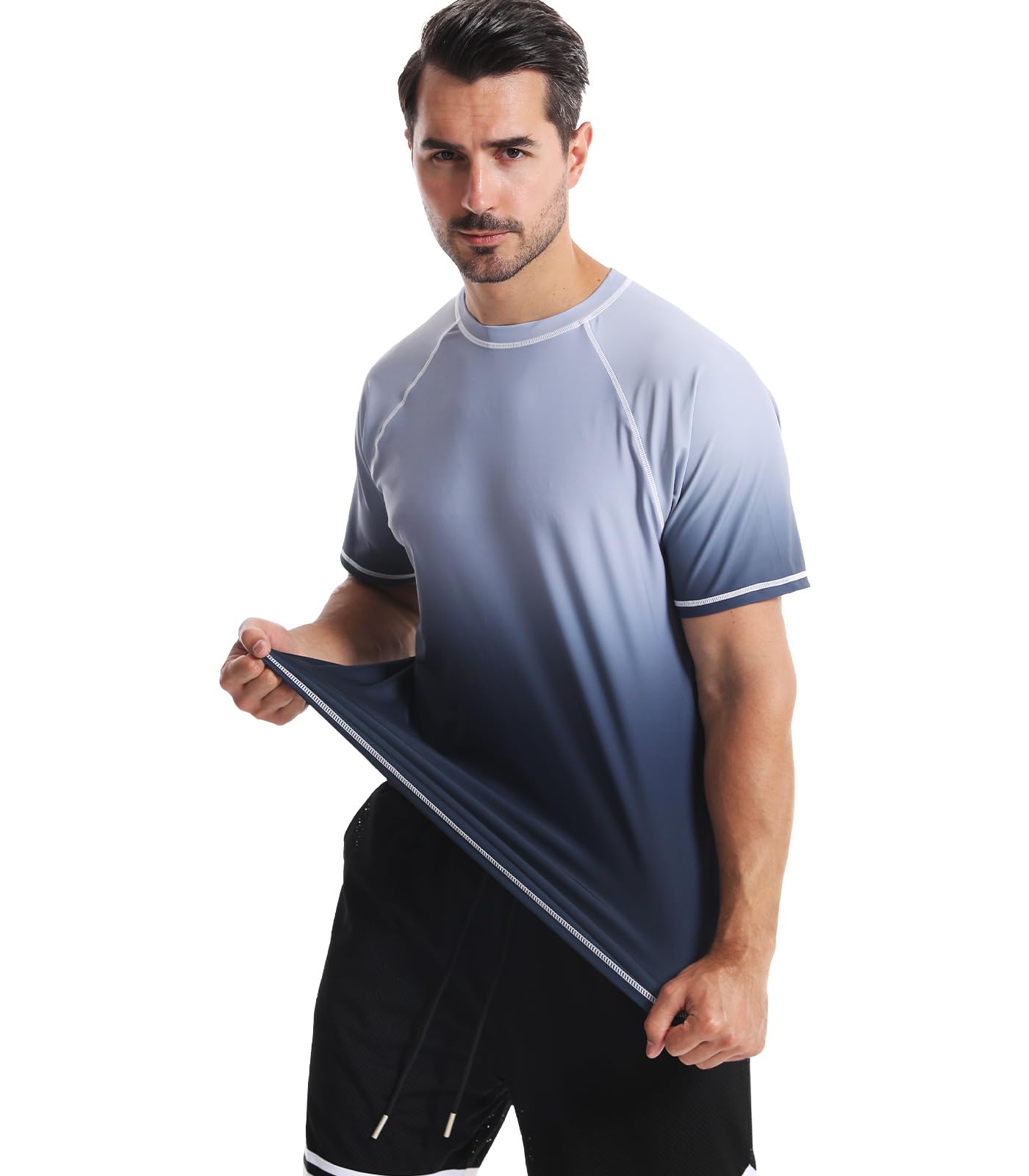 Rashguard pour Homme Séchage Rapide T Shirt Manches Courtes T-Shirt de Bain Anti-UV UPF 50+