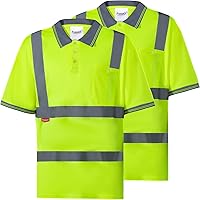 Vista 12 de ProtectX Camiseta de seguridad reflectante de manga corta de alta visibilidad, camisas de alta visibilidad transpirables resistentes para hombres