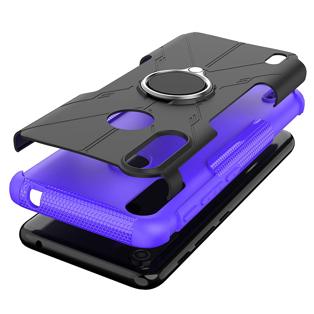 WEIOU Cover per Motorola Moto E7 Power | E7i Power, Doppio Strato Rugged Custodia Antiurto Trasparente PC Soft TPU Sottile Bumper Silicone Protettiva Staccabile Cellulare Case. Nero
