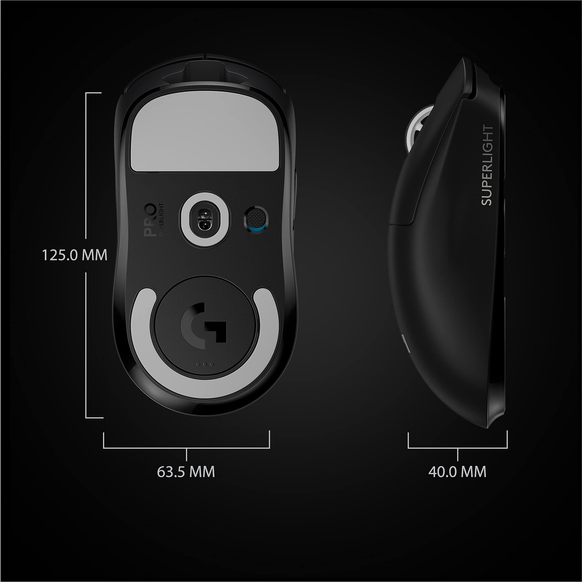 Logitech G PRO X SUPERLIGHT Bezprzewodowa mysz do gier, stworzona do e-sportowego czujnika HERO 25K,programowalne przyciski, żywotność baterii 70 godzin, ZERO-ADDITIVE PTFE FEET, PC/Mac - Czarny