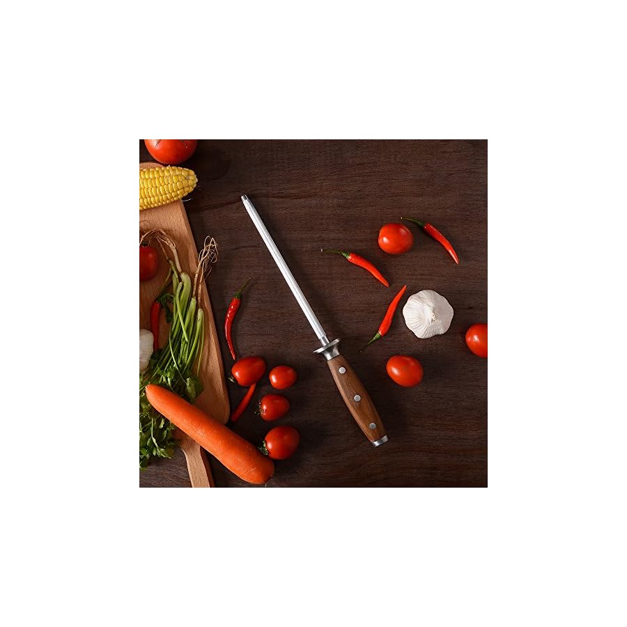 BGT Japanese 67 Layer High Grade VG-10 Super Damascus Steel Knives, Sharp, Teak Handle Professional Hammered Kitchen Knife Set with Knife Roll Bag 6Pcs Set (Silver Blade)