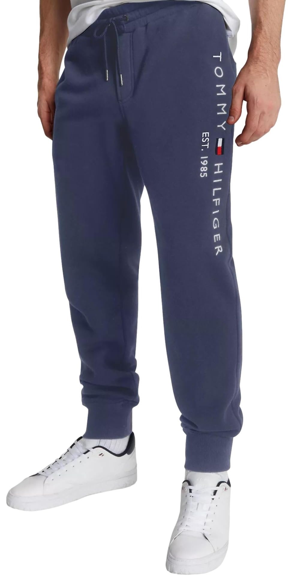 TOMMY HILFIGER Men's Logo Jogger Pant with Pockets, Medium, P Navy