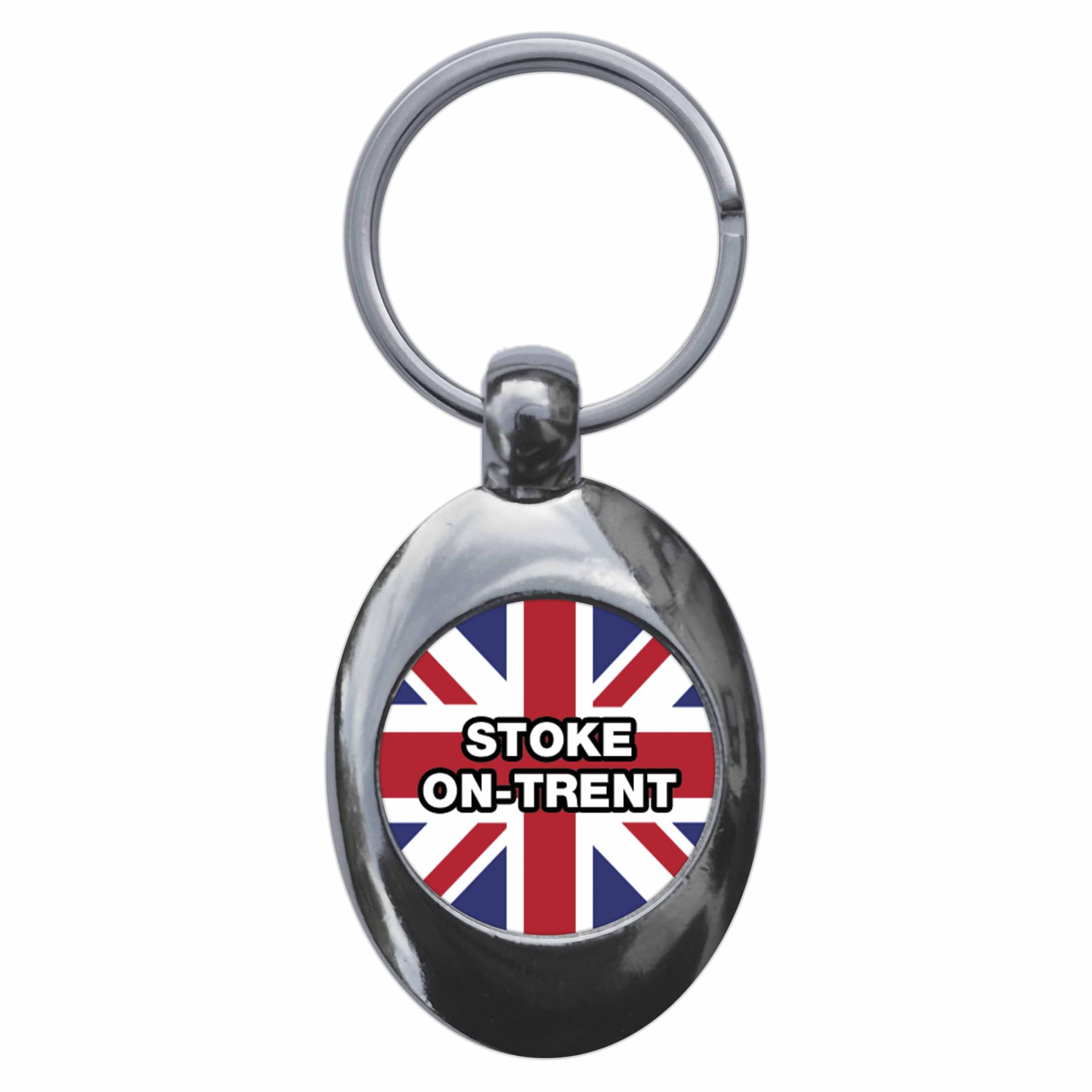 Ozorath Stoke-On-Trent Union Jack Keyring Keychain With Trolley Coin
