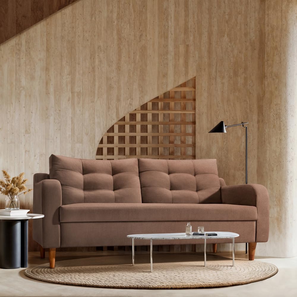 Duroflex Ease Plus - 3 Seater Sofa Set for Living Room | 3 Year Warranty | Premium Wooden Frame Sofa | Anti-Pilling Fabric, Fade & Termite Resistant | Comfortable & Durable Couch - Cocoa Brown-image-43