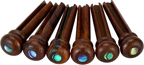 Blisstime 6pcs Rosewood Guitar Bridge Pins Inlaid Abalone Dot Acoustic Guitar Replacement Parts