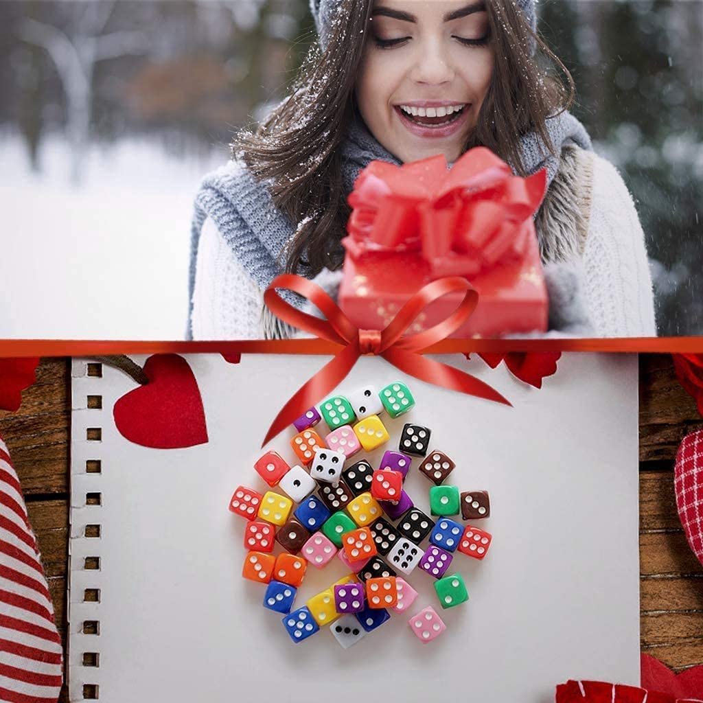 50 Pezzi Dadi da Gioco Colori Dadi per enzi, Farkle, Yahtzee, Bunco or Insegnare i Matematici…