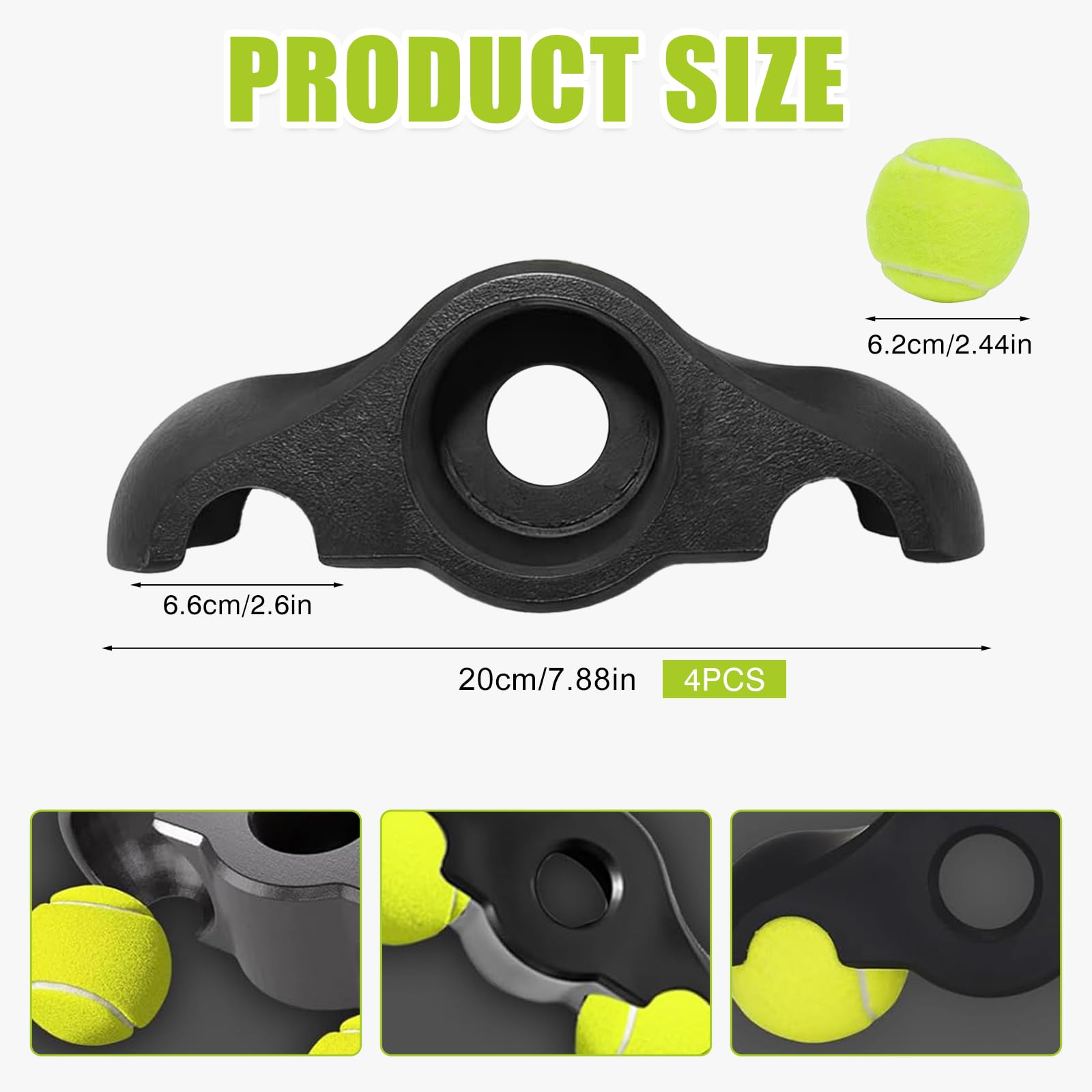 Rocker Plate Feet, 4 Stück Indoor Cycling Snap Rocker Feet Adapter, Tragbarer Wippplatten-Fahrradtrainer, Tennisballfüße für Wahoo Kickr Core 4 Rollentrainer, Mit 8 Tennisbällen