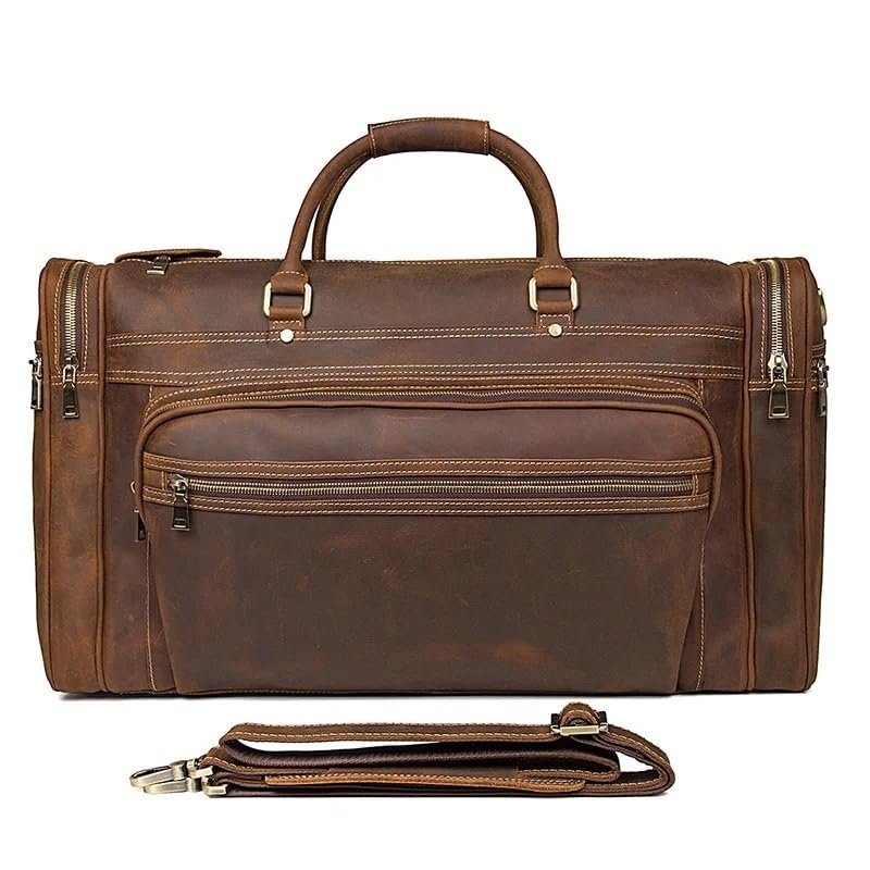 Leather Mens Travel Bag Waterproof Leather Overnight Bag for Male Hand Luggage Men Weekend Bag Business