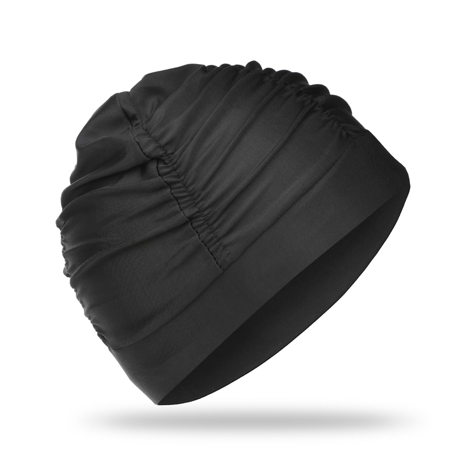COMNICO Gorros de natación para mujer, gorro de natación de tela de nailon, extra grande, elástico, cómodo, sombreros de natación para mujeres y hombres, cabello muy largo y grueso, mantiene el