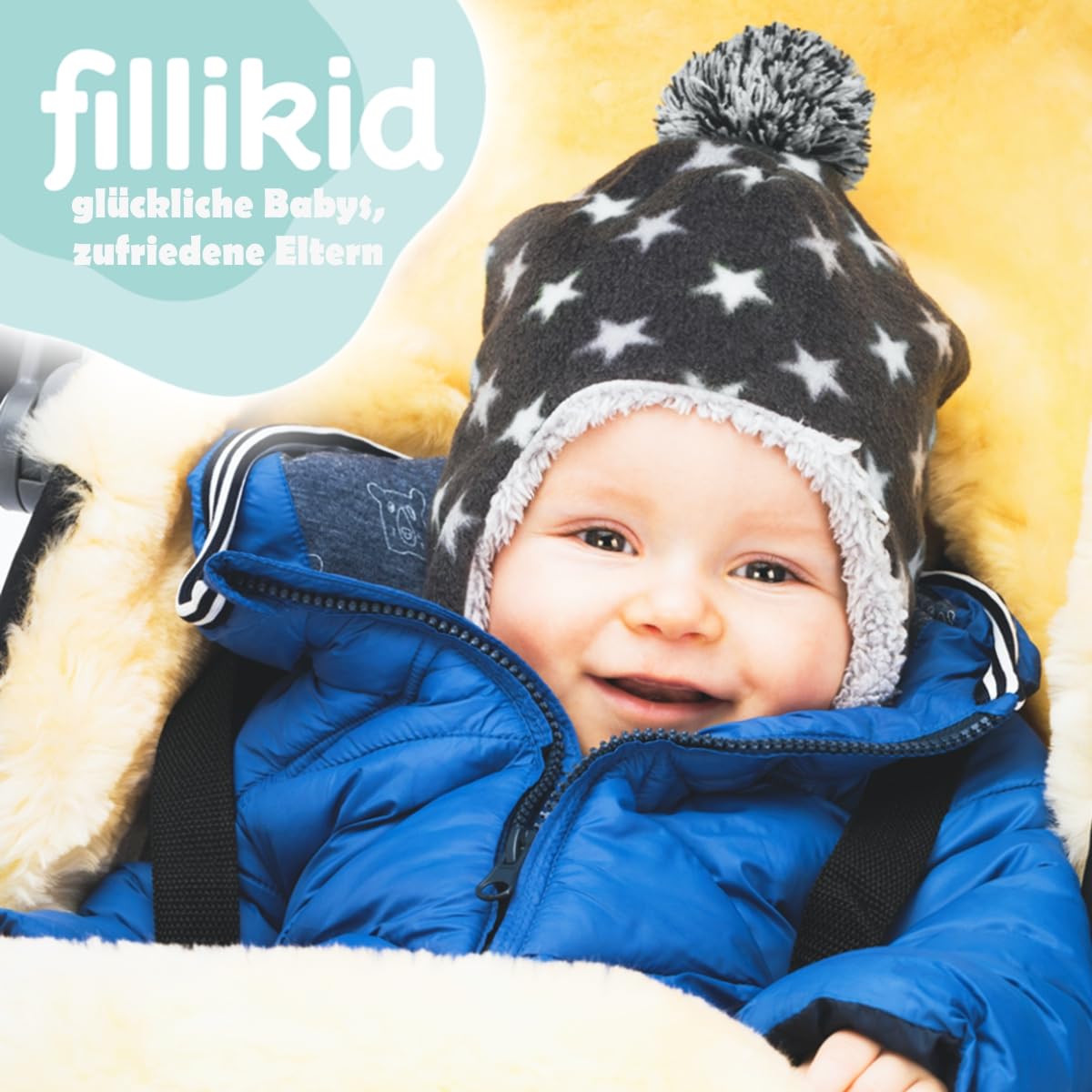 Fillikid Winterfußsack Lammfellfußsack für Kinderwagen Buggy Jogger Rosa