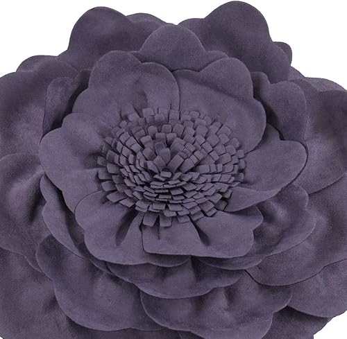 Miniatura 3 de JWH - Cojín decorativo hecho a mano con diseño de flor de peonía en 3D con relleno de almohada de algodón, funda de almohada de 14 pulgadas para el