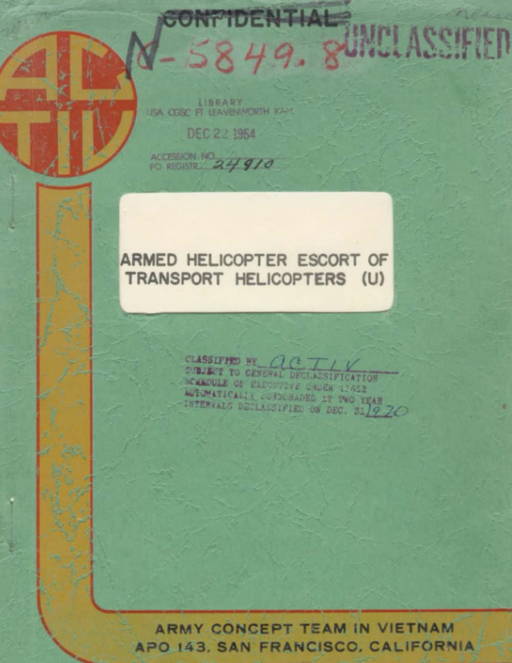 Armed Helicopter Escort of Transport Helicopters (DEC 22, 1964)