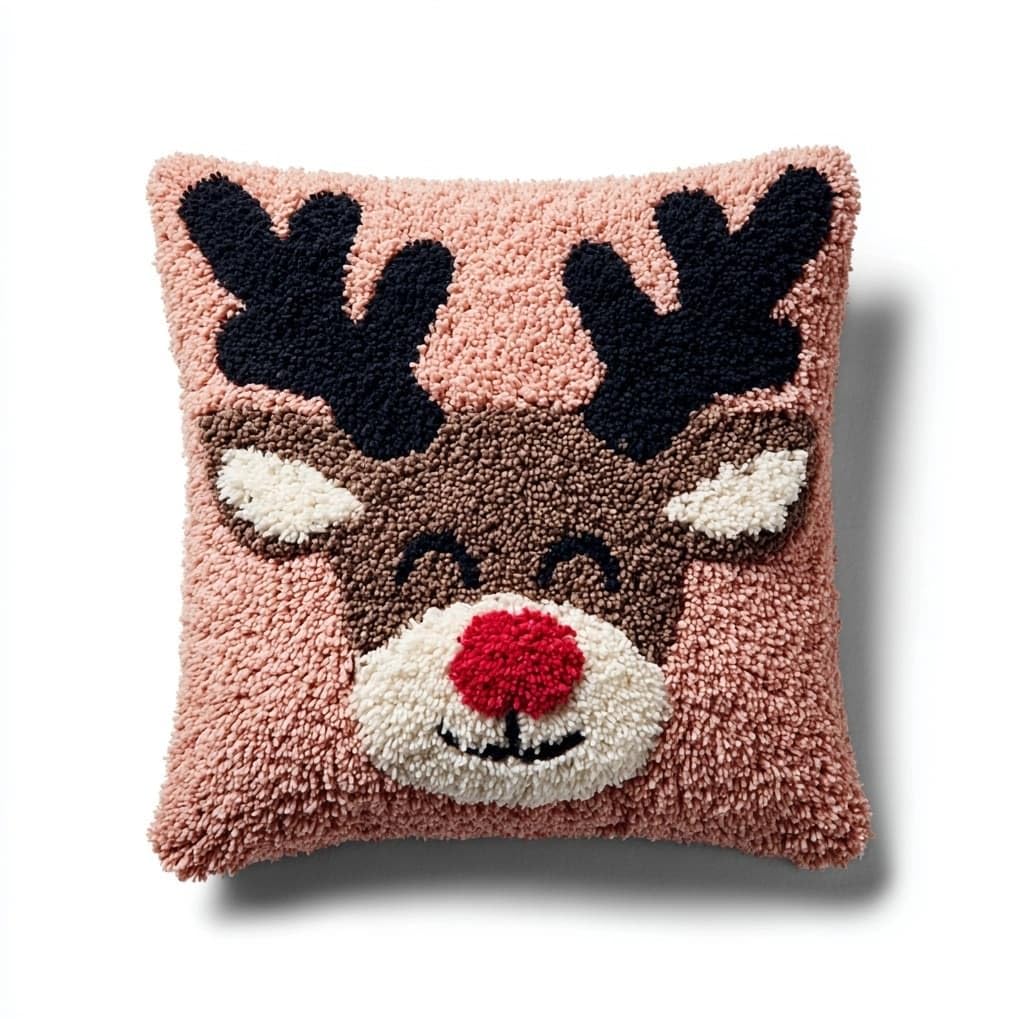 AxiangziK 43x43cm DIY Latch Hook Cushion Kit,Cartoon Deer