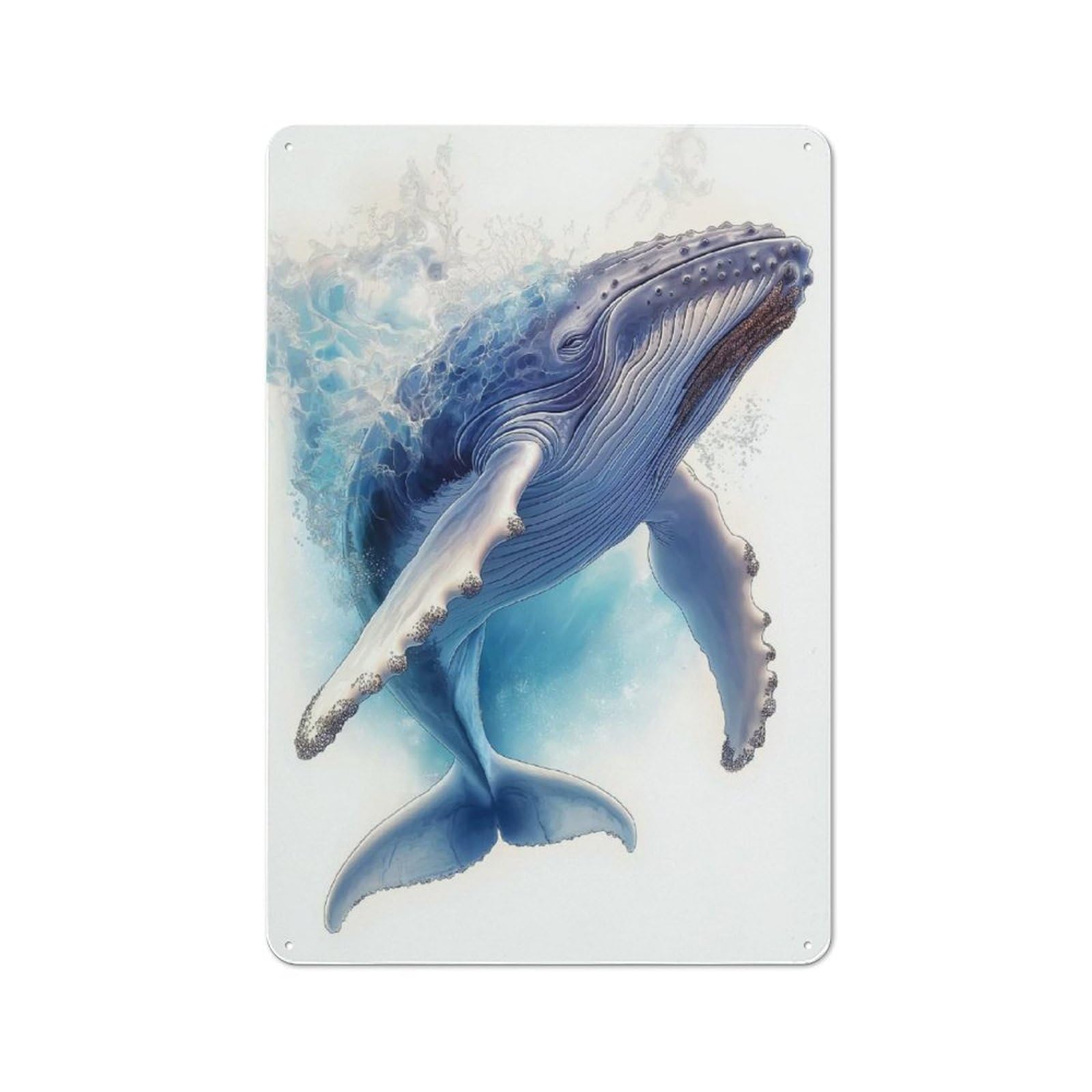 Junmoney Humpback Whale Splash 30X20cm Rustic Metal Sign With For Guest Room Or Hallway, For Vintage Wall Decor Fans, For Metal Sign Collectors