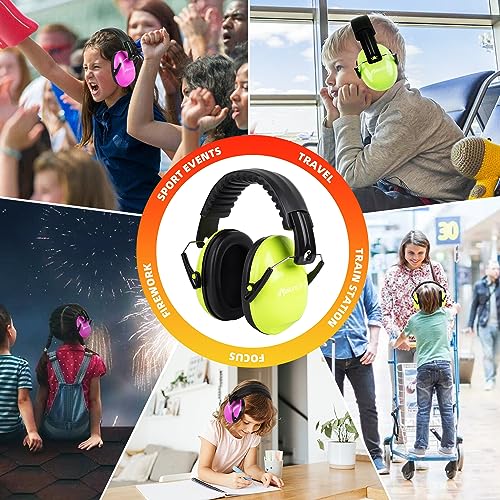 MelonArt Kids Ear Protection Earmuffs Safety Hearing Protection Headphones Noise Reduction for Autism Sensory Kids Chirldren (Green & Pink) - Image 8
