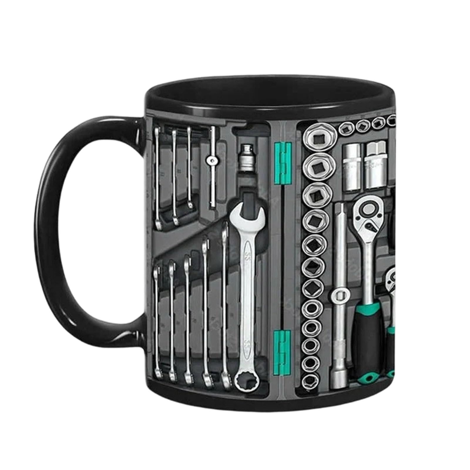 carotoe Unique Desktop Decoration Ceramic Coffee Mug with Mechanics Theme Ergonomic Handle Drinkware for Tool Lover Toolbox Design Mug
