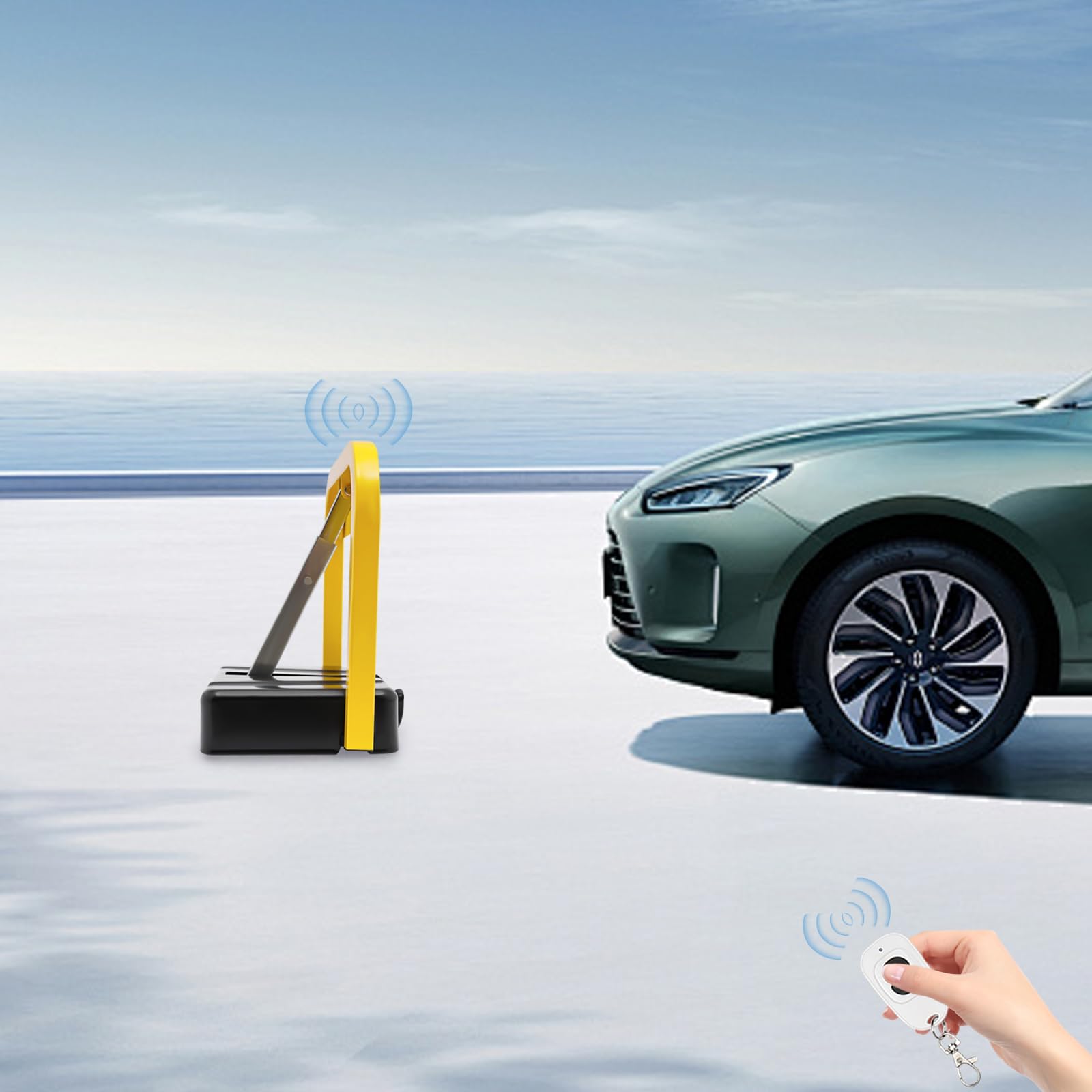 Elektronische Faltparkstangen mit Fernbedienung Automatischer Parkblocker w/3 Erweiterungsschrauben & 2 Schlüssel- 3T Tragfähigkeit