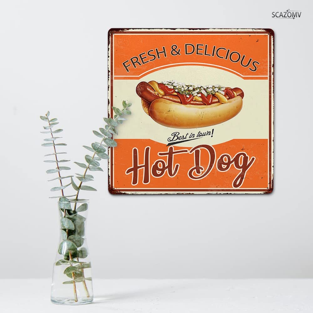 Amazon.com: SCAZOMV Hot Dog Tin Signs Funny Food Poster Vintage