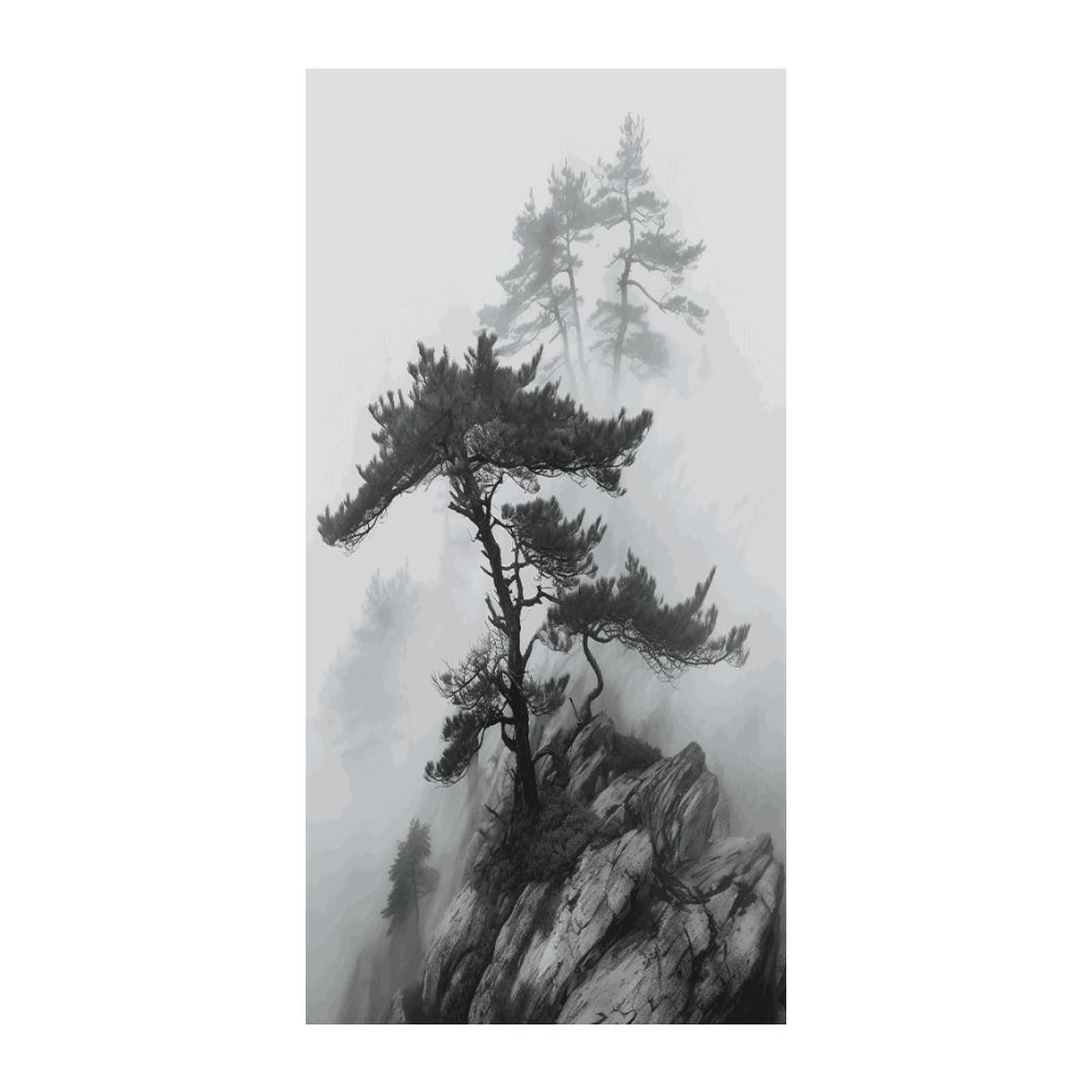 Fekiloot Style Foggy Mountain Pine Tree Door Curtain Room Divider Curtains