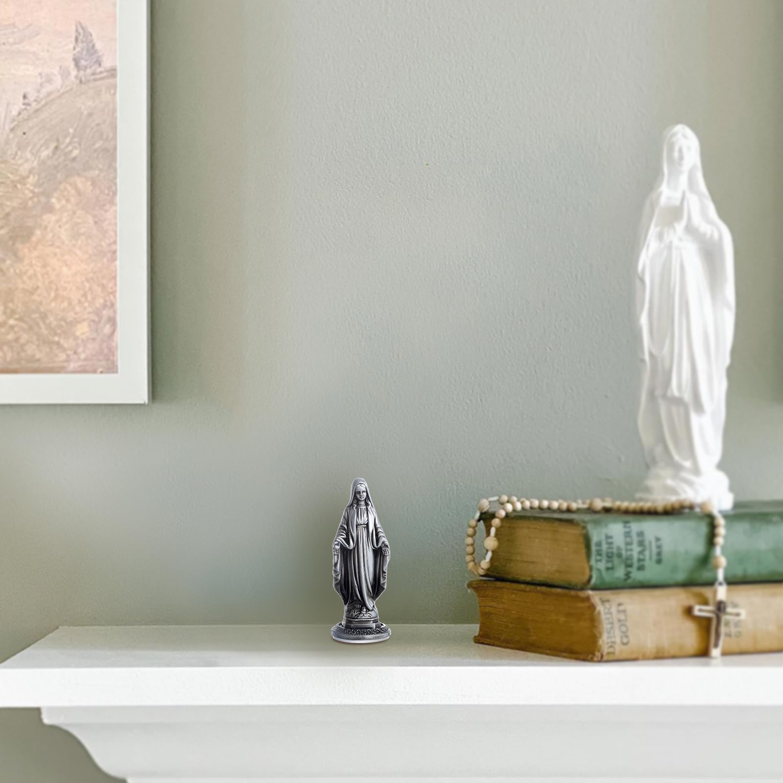 KMIMO Marie Statue pour la Voiture, Cadeau catholique Petite Mère Marie Statues Décor pour Home Office Table, Décorations de Tableau de Bord de Voiture bénir Conduire Cadeau de sécurité pour - 3