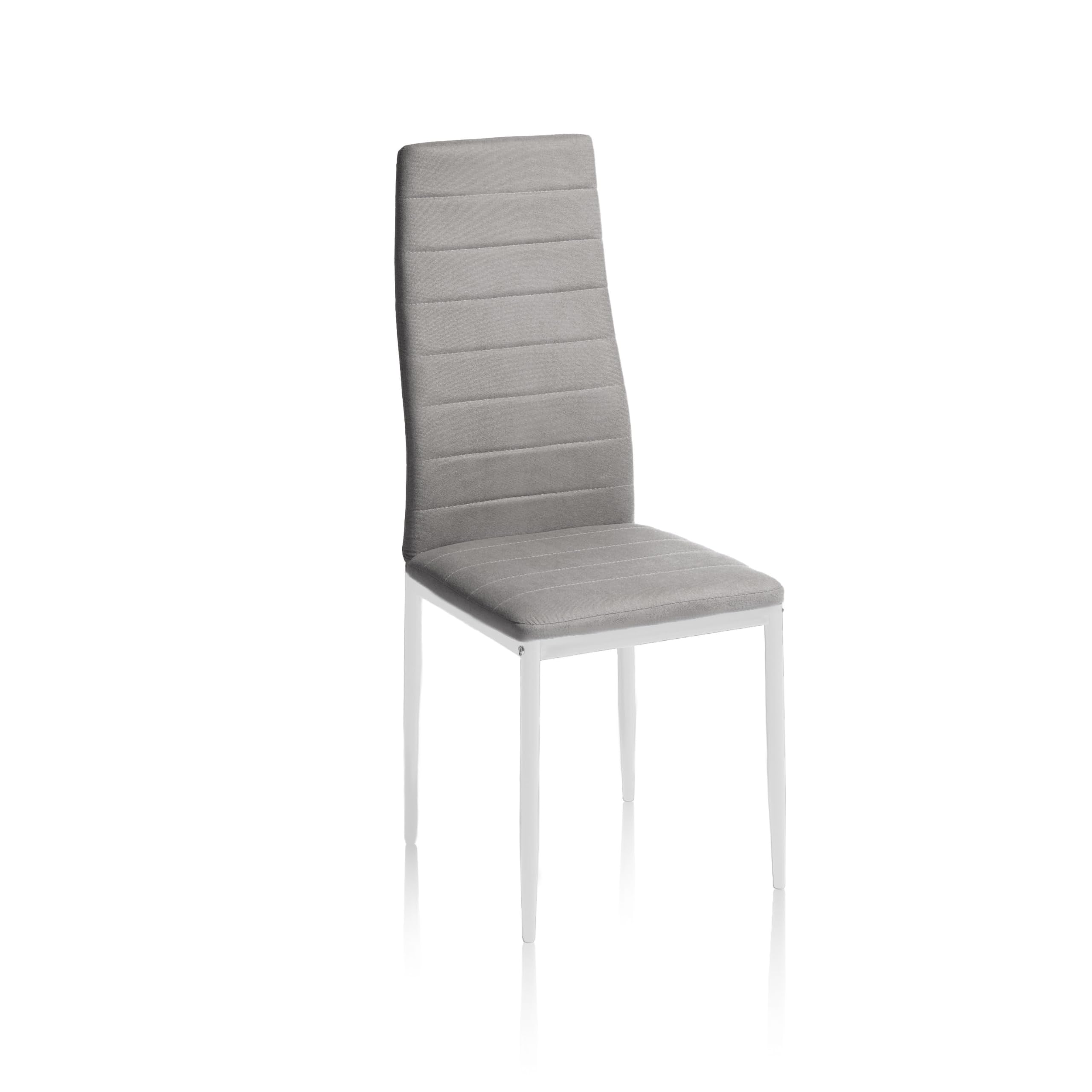 Pack 6 Sillas Tapizadas, Sillas Comedor, Sillas Salon, Tejido Gris y Patas Blancas, Modelo Yuri, Medidas: 44 cm Ancho x 42 cm Largo x 96 cm Alto