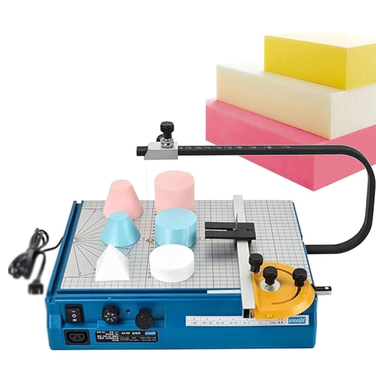 Cortador de alambre de espuma con control de pie para cortar materiales de cartón y espuma sin usar las manos, ideal para proyectos de manualidades y bricolaje, aplicaciones de materiales versátiles.