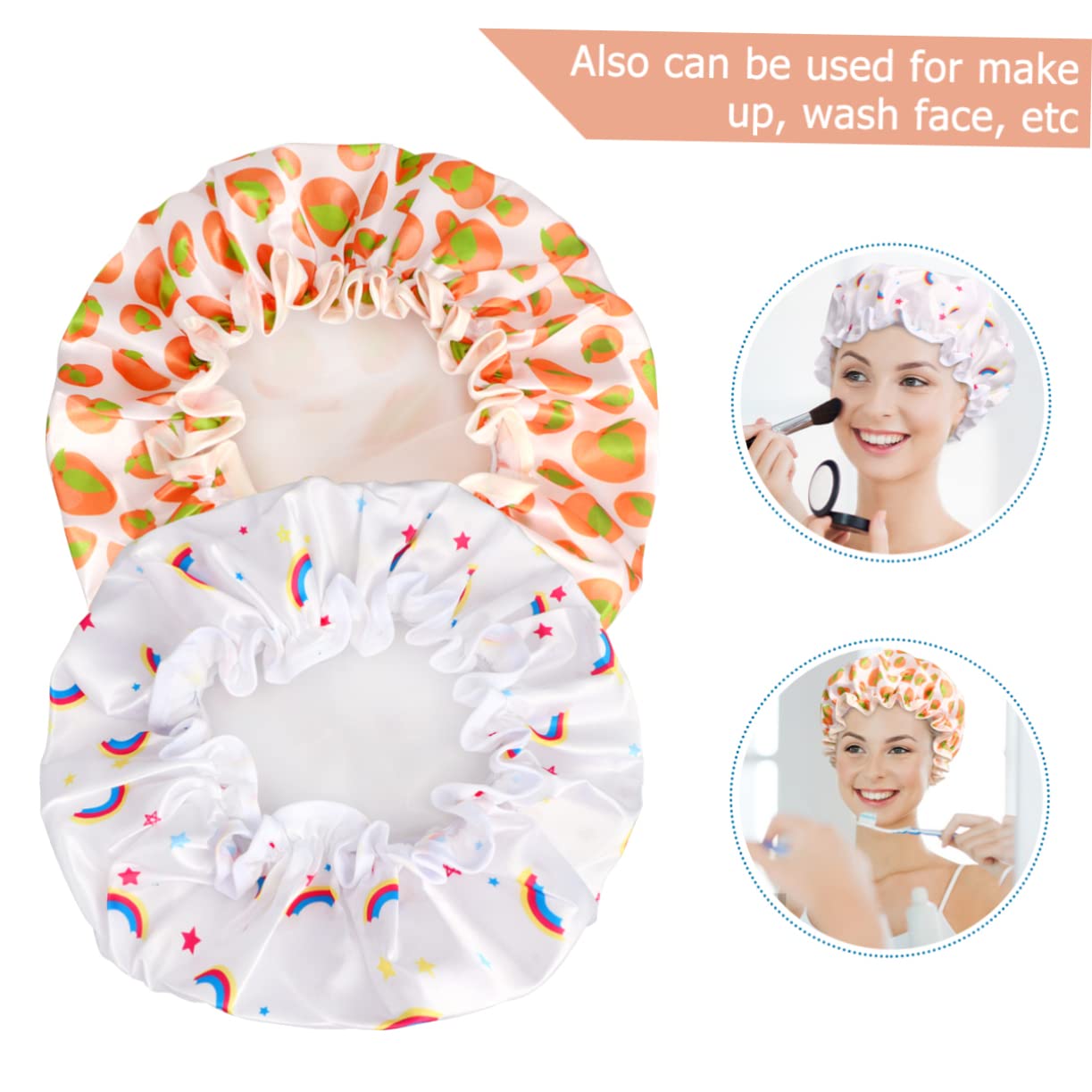 Beavorty 12stücke Bedruckte Satin Duschhaube Für Damen Doppellagig Zum Schlafen Und Duschen Verschiedenen Farben Fruchtmix Sternenhimmel Etc
