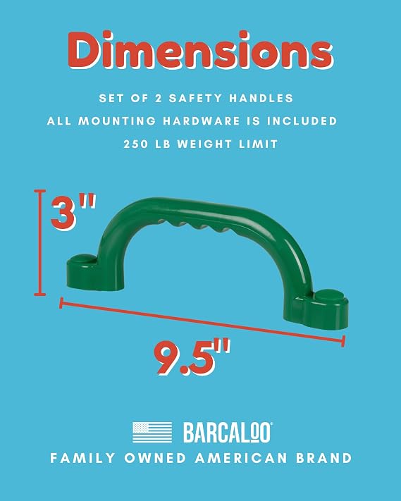 Barcaloo Playground Safety Handle Bars - Green, Grab Handles for Jungle Gym